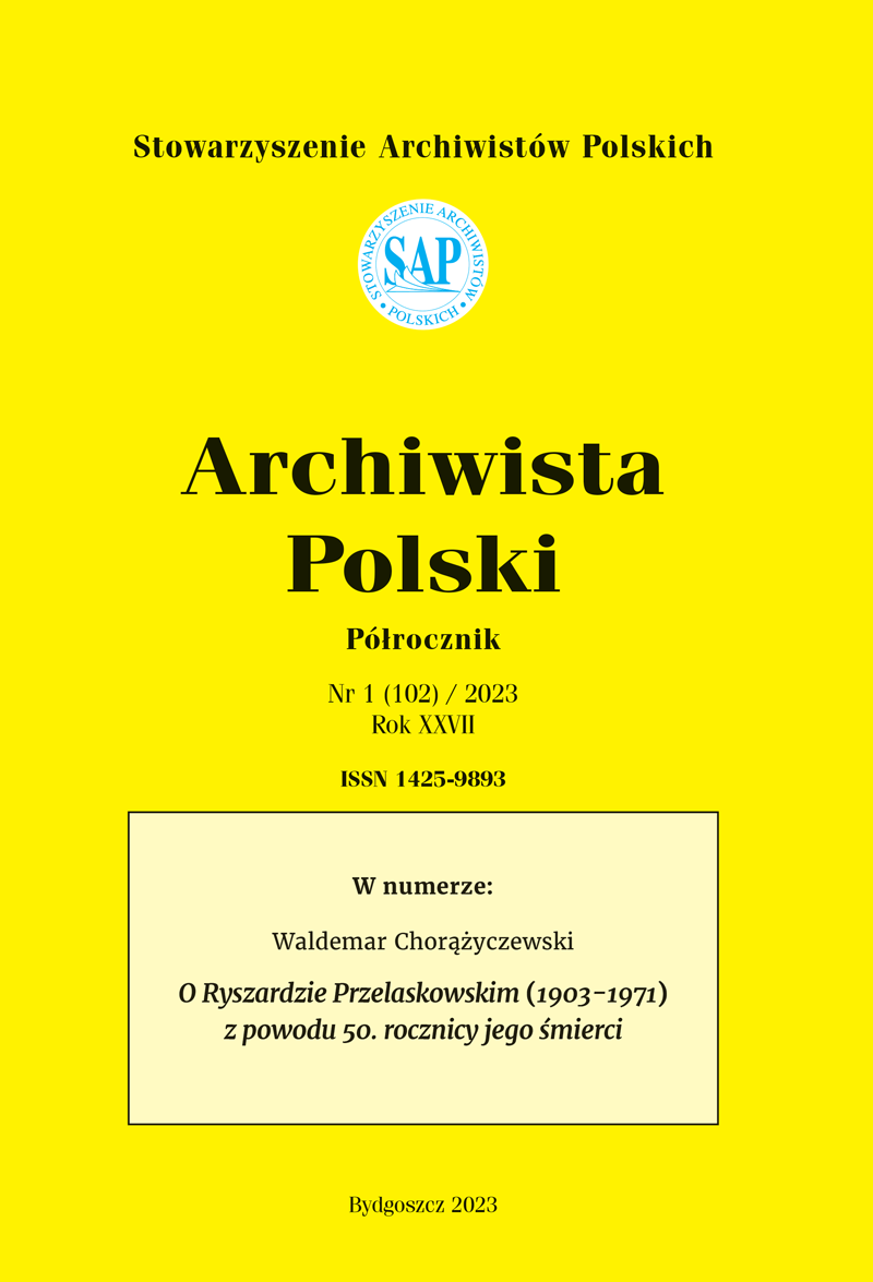 Jarosław Matysiak, Kazimierz Kaczmarczyk (1878-1966). Archivist and historian, Archiwa Państwowe, Poznań, 2020, p. 278 Cover Image