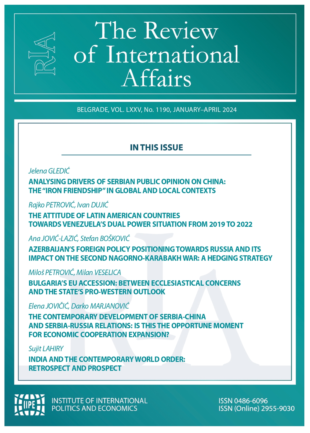 Azerbaijan’s Foreign Policy Positioning towards Russia and Its Impact on the Second Nagorno-Karabakh War: A Hedging Strategy Cover Image