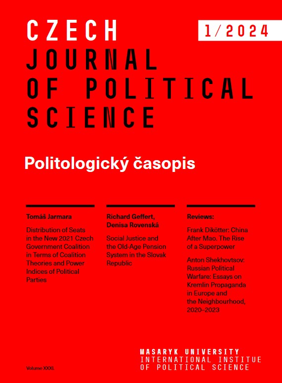 Distribution of Seats in the New 2021 Czech Government Coalition in Terms of Coalition Theories and Power Indices of Political Parties