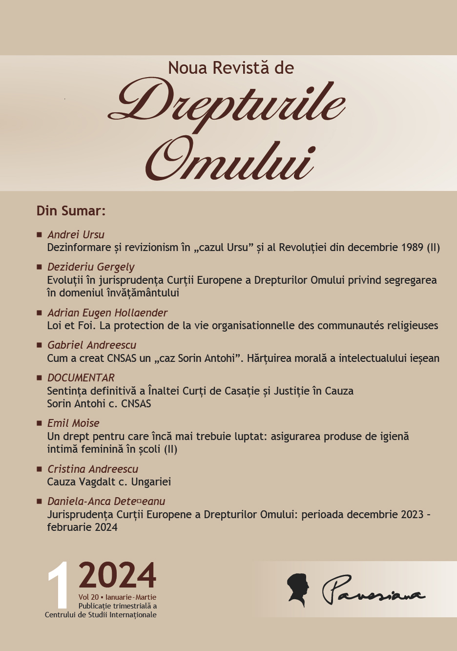 The final judgment of the High Court of Cassation and Justice in the case Sorin Antohi v. CNSAS Cover Image