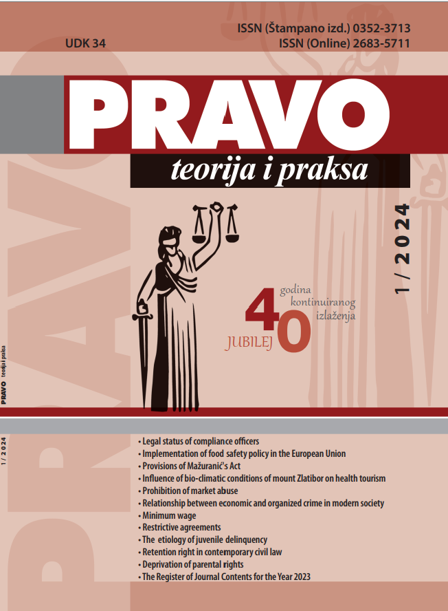 RESTRICTIVE AGREEMENTS AS A FORM OF COMPETITION VIOLATION IN SERBIA – THEORY AND PRACTICE Cover Image