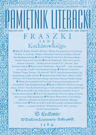 ON A NEW EDITION OF JAN KOCHANOWSKI’S “FRASZKI” (“TRIFLES”) Cover Image