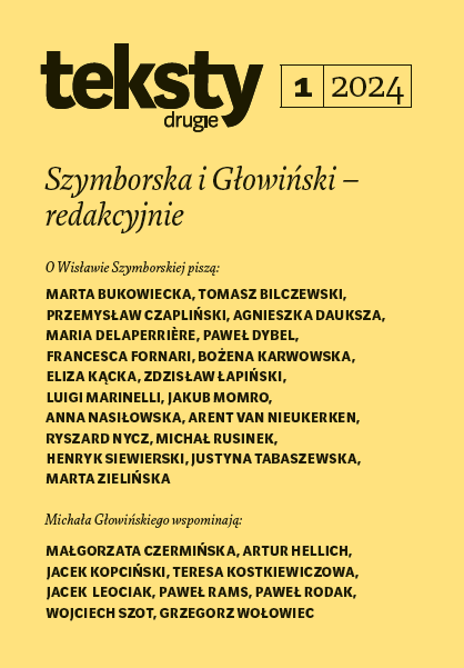 A tribute to Professor Michał Głowiński, an outstanding theorist and historian of literature,
who died on September 29, 2023. Cover Image