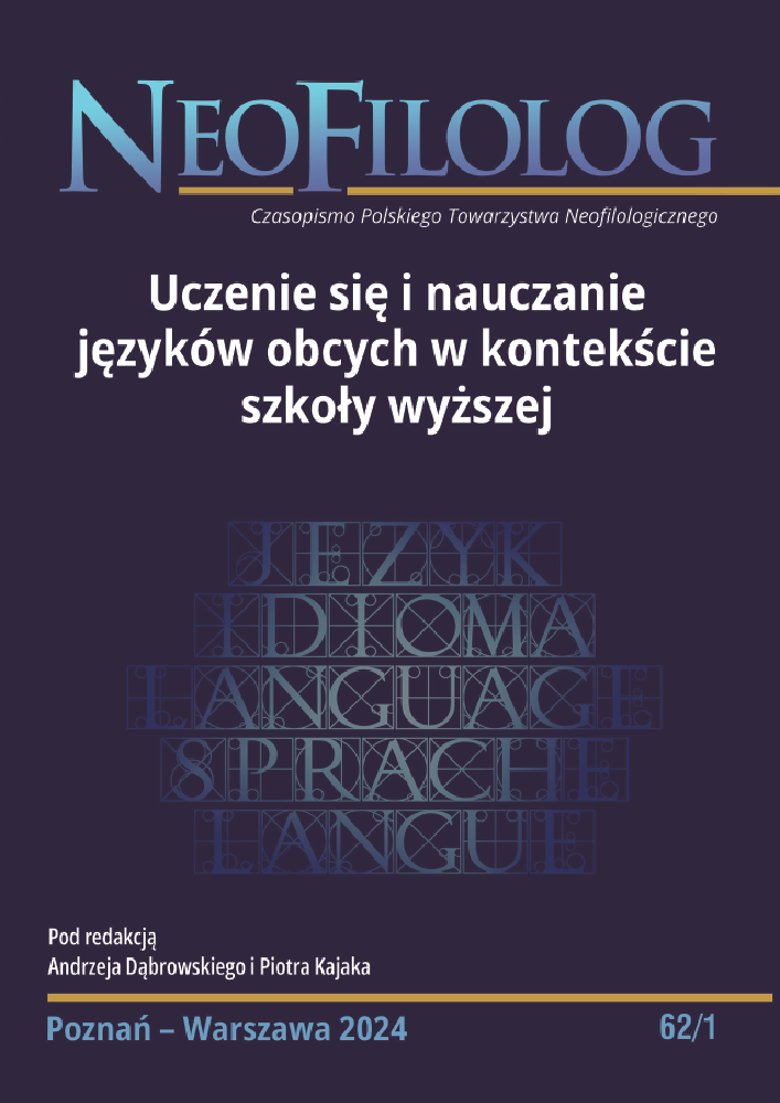 Possibilities of using conventional metaphors in teaching vocabulary and phraseology of foreign languages on the example of Polish as a foreign language Cover Image