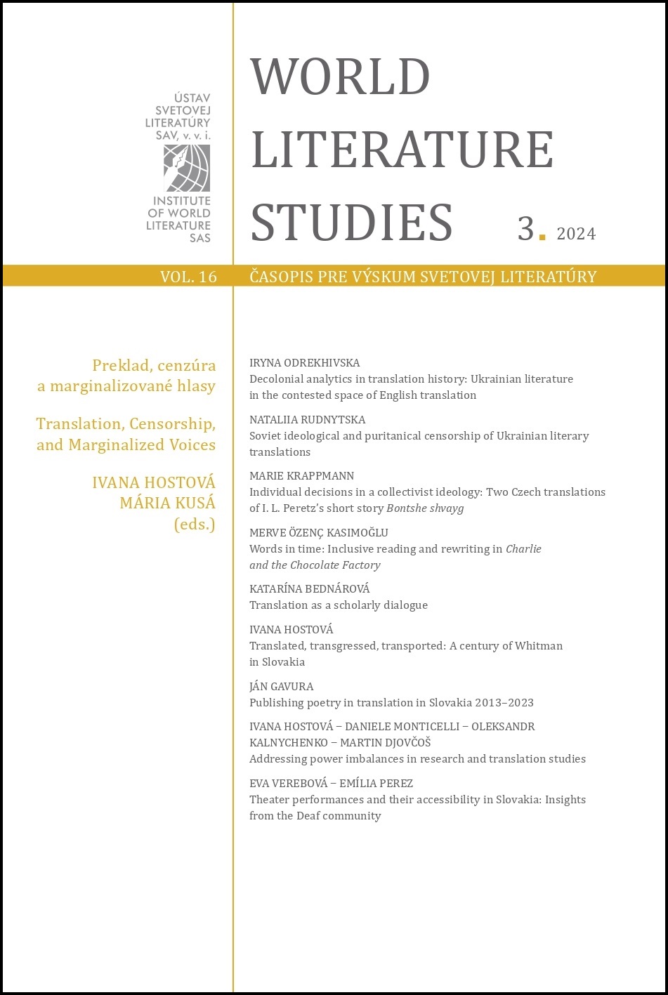Theater performances and their accessibility in Slovakia: Insights from the Deaf community Cover Image