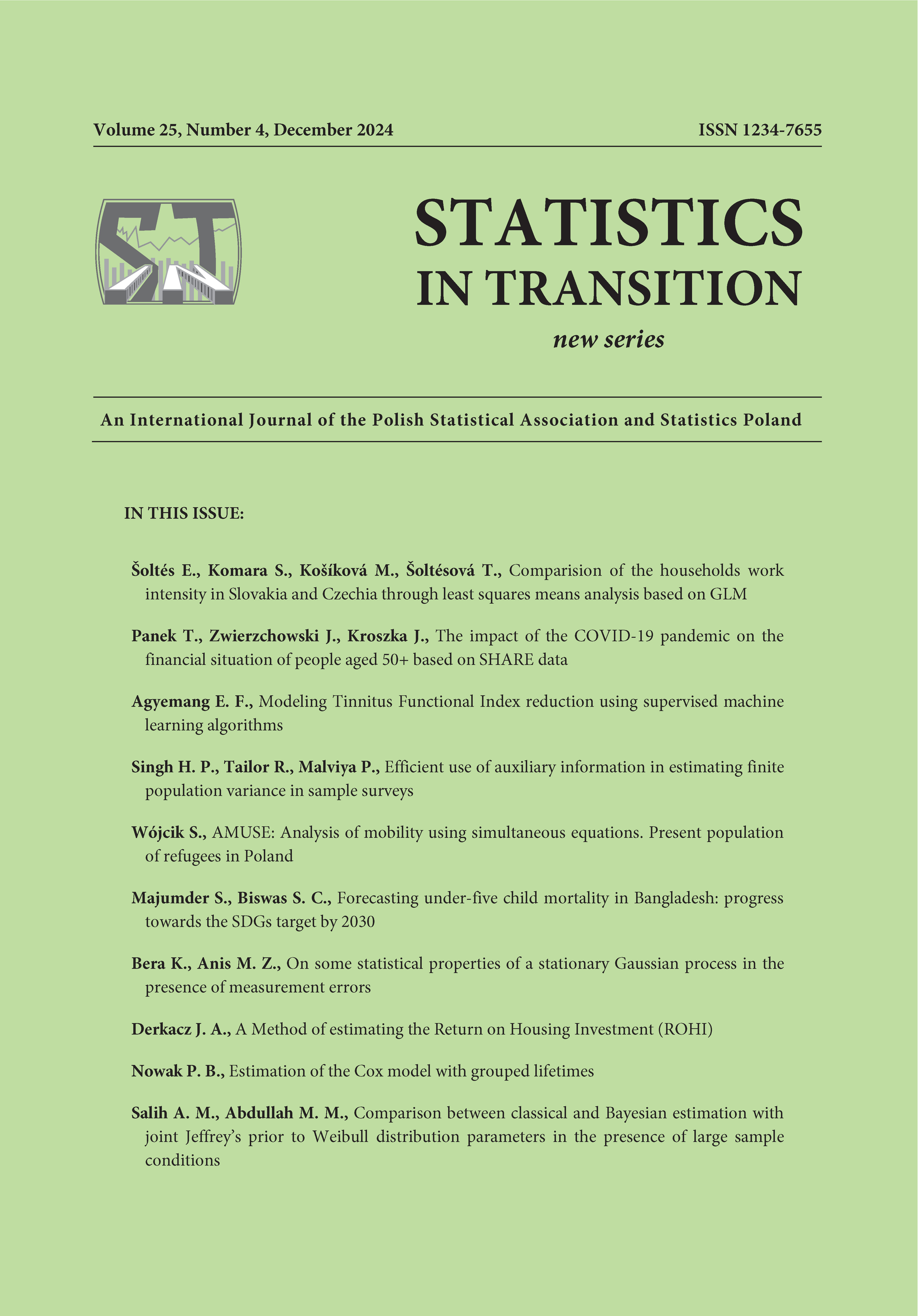 Efficient use of auxiliary information in estimating finite population variance in sample surveys Cover Image