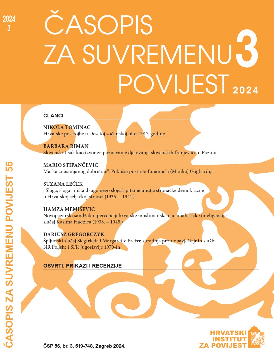 “Unity, Unity and Nothing but Unity”: The Issue of Intraparty Democracy in the Croatian Peasant Party (1935-1941) Cover Image