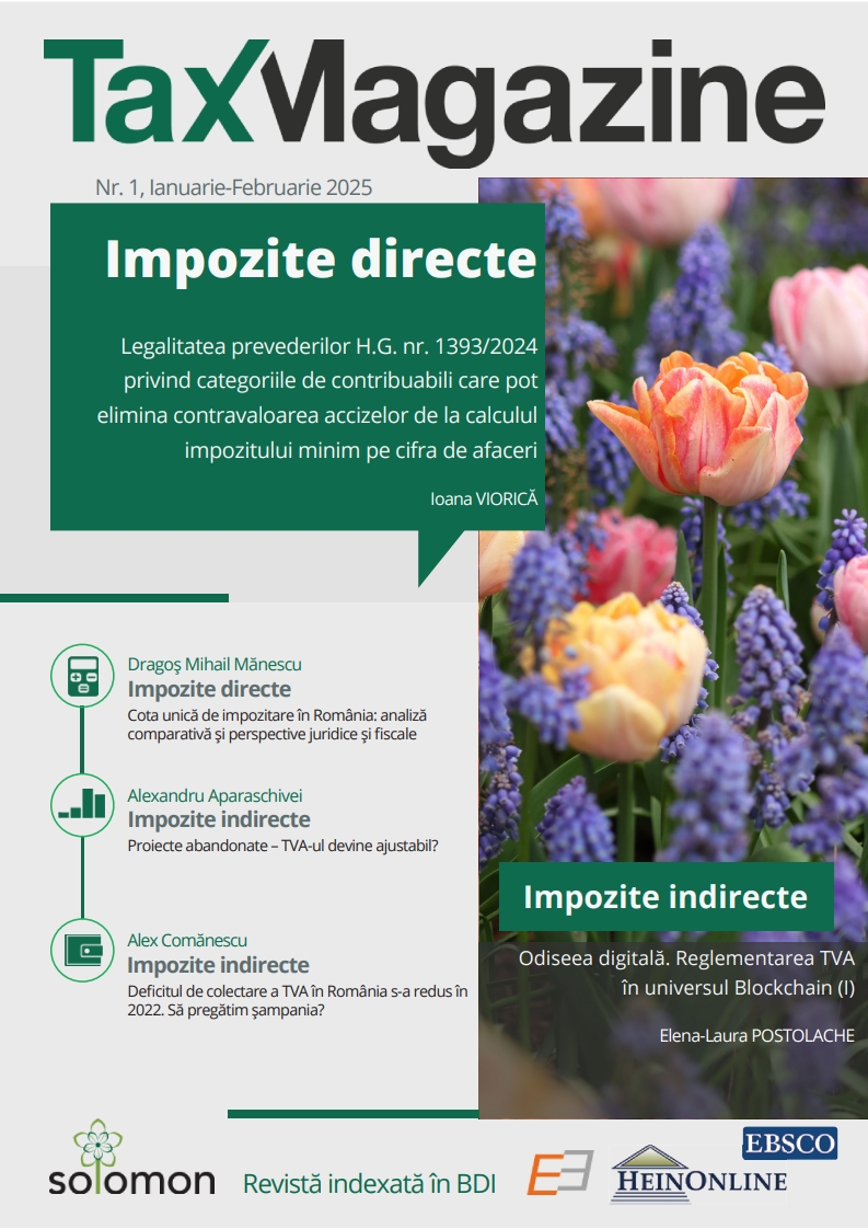 Cota unică de impozitare în România: analiză comparativă
și perspective juridice și fiscale