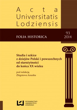 Acta Universitatis Lodziensis. Folia Historica Cover Image