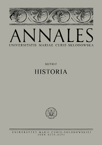 Annales Universitatis Mariae Curie-Skłodowska, sectio F – Historia Cover Image