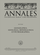 Annales Universitatis Mariae Curie-Sklodowska, sectio B – Geographia, Geologia, Mineralogia et Petrographia Cover Image