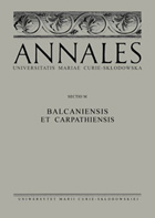 Annales Universitatis Mariae Curie-Sklodowska, sectio M – Balcaniensis et Carpathiensis Cover Image