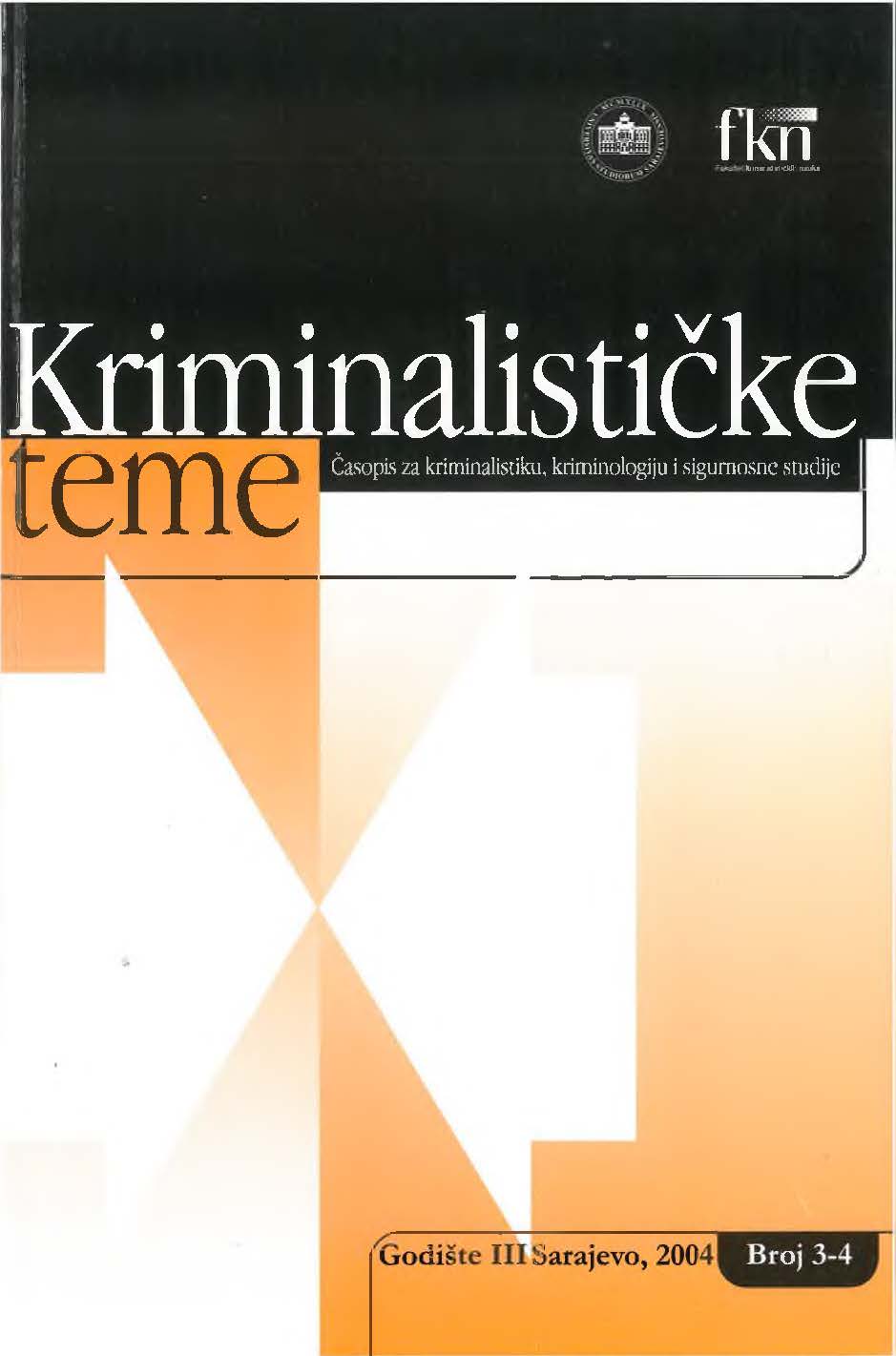 Criminal Justice Issues – Journal for Criminalistics, Criminology and Security Studies Cover Image