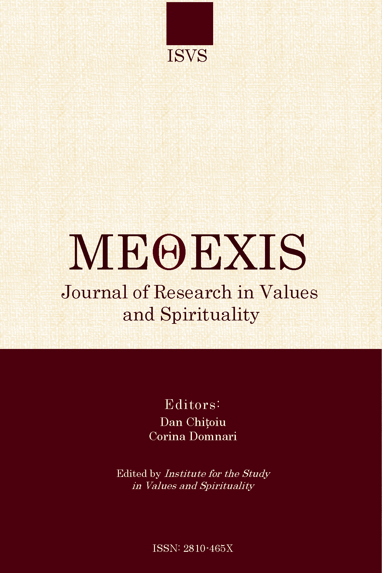 METHEXIS Journal of Research in Values and Spirituality Cover Image