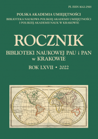 The Annual of the Scientific Library of the PAAS and the PAS in Cracow Cover Image